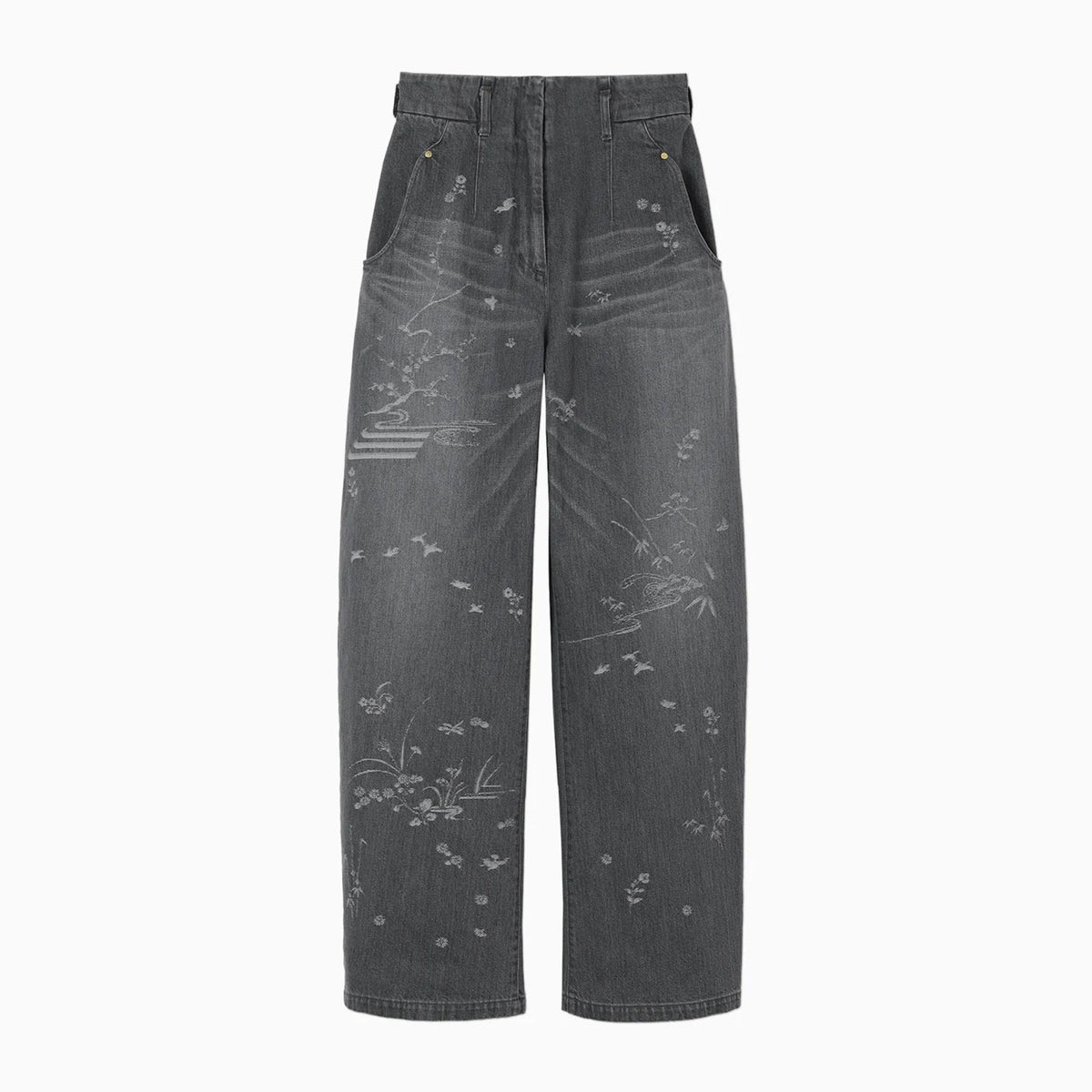 パンツ Nature Pattern Jacquard Wide Leg Jeans Nature Pattern Jacquard Wide Leg Jeans - blue – OBLIGE