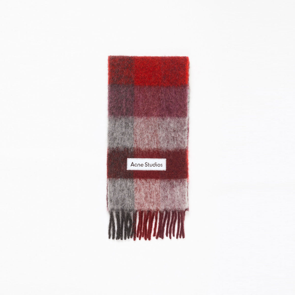 Mohair check scarf-RED/BLACK- – OBLIGE Mohair check scarf-RED/BLACK- – OBLIGE
