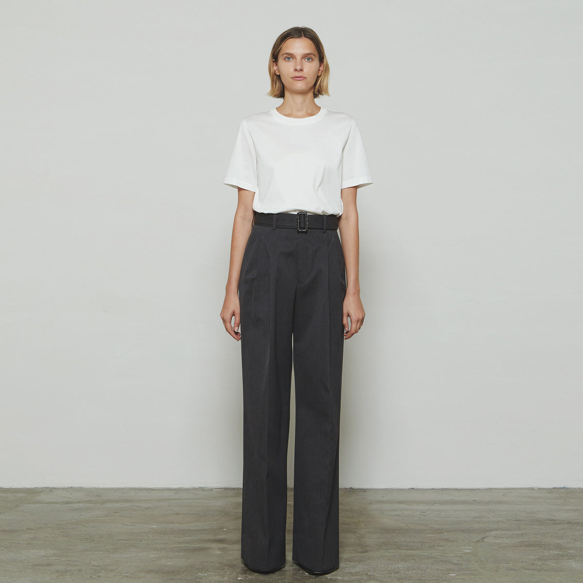 RERACS SUPER TWILL S+S THE SLACKS BELTED 2 TUCK -TOP GRAY- – OBLIGE
