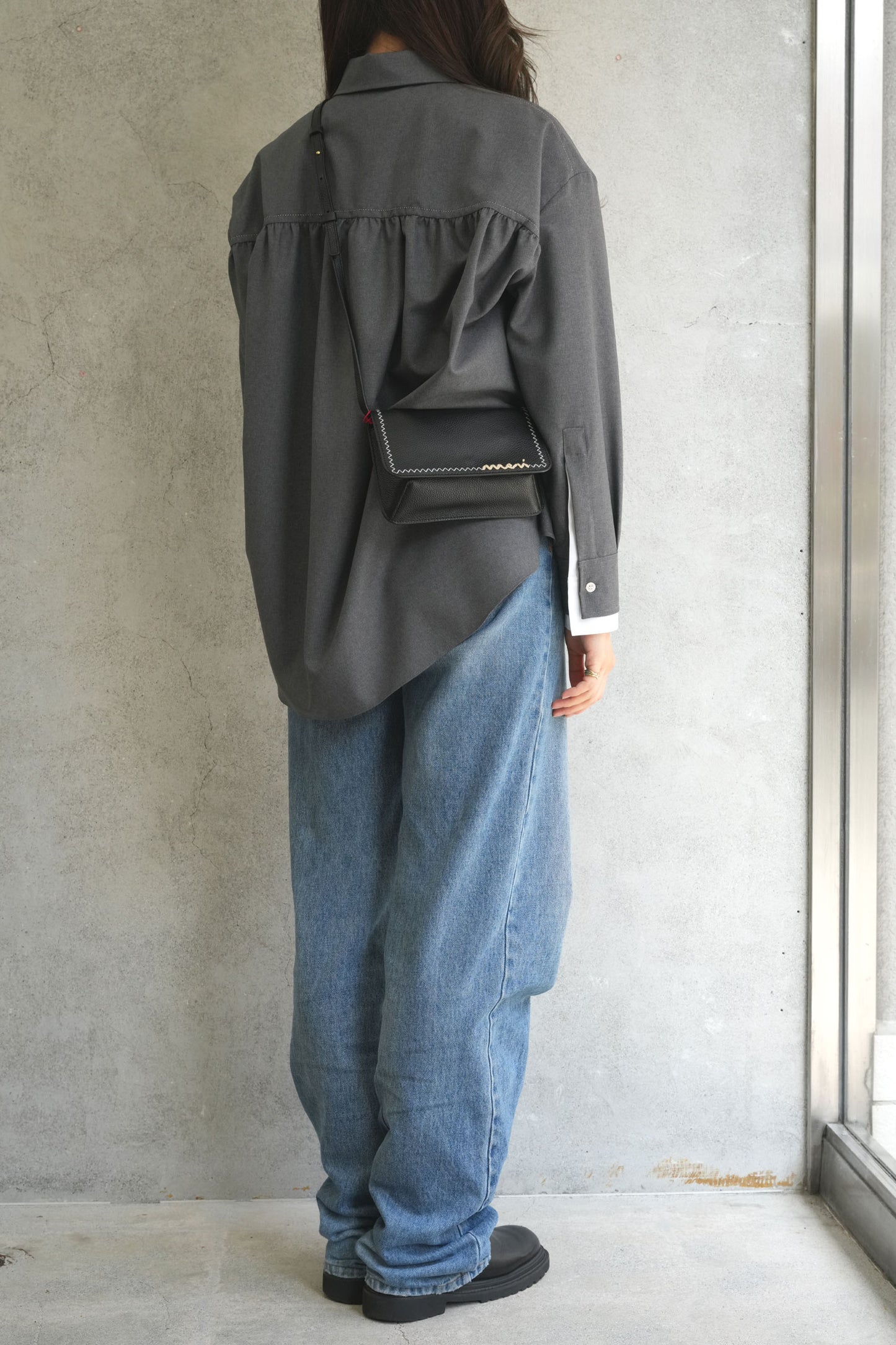 Marni Mending black leather shoulder bag