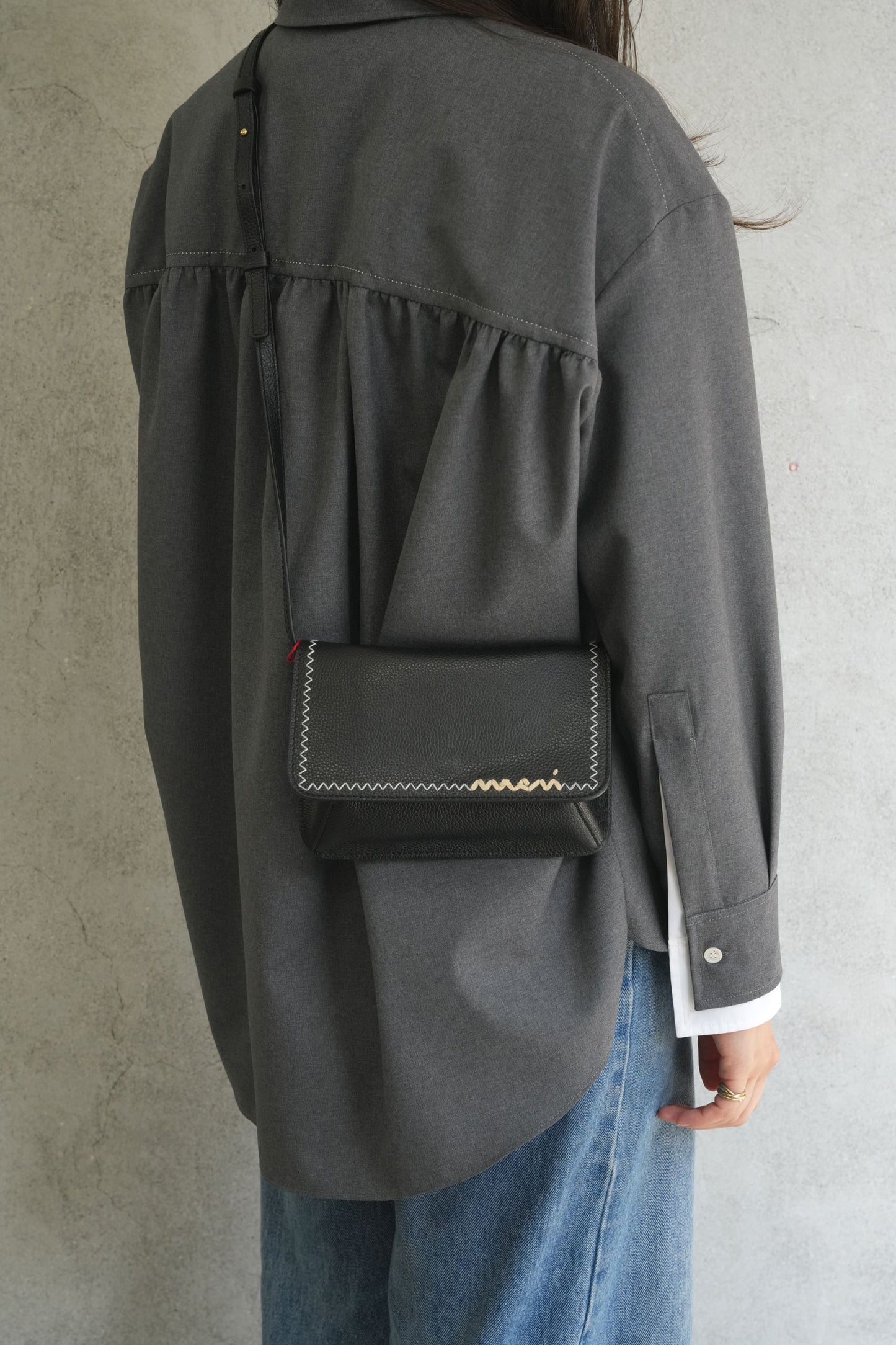 Marni Mending black leather shoulder bag
