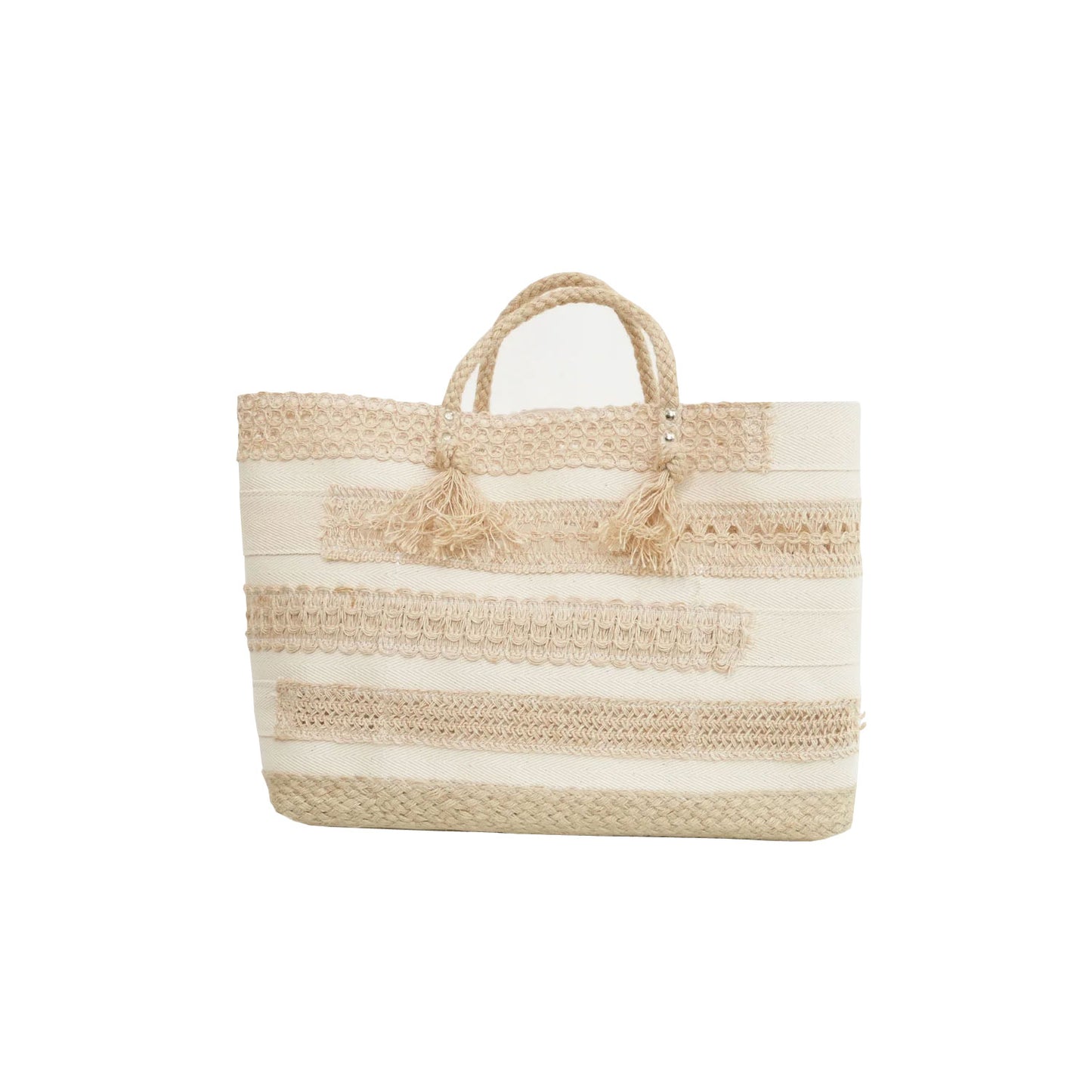 コットンテープ×ジュートテープトートBAG-BAIGE-
