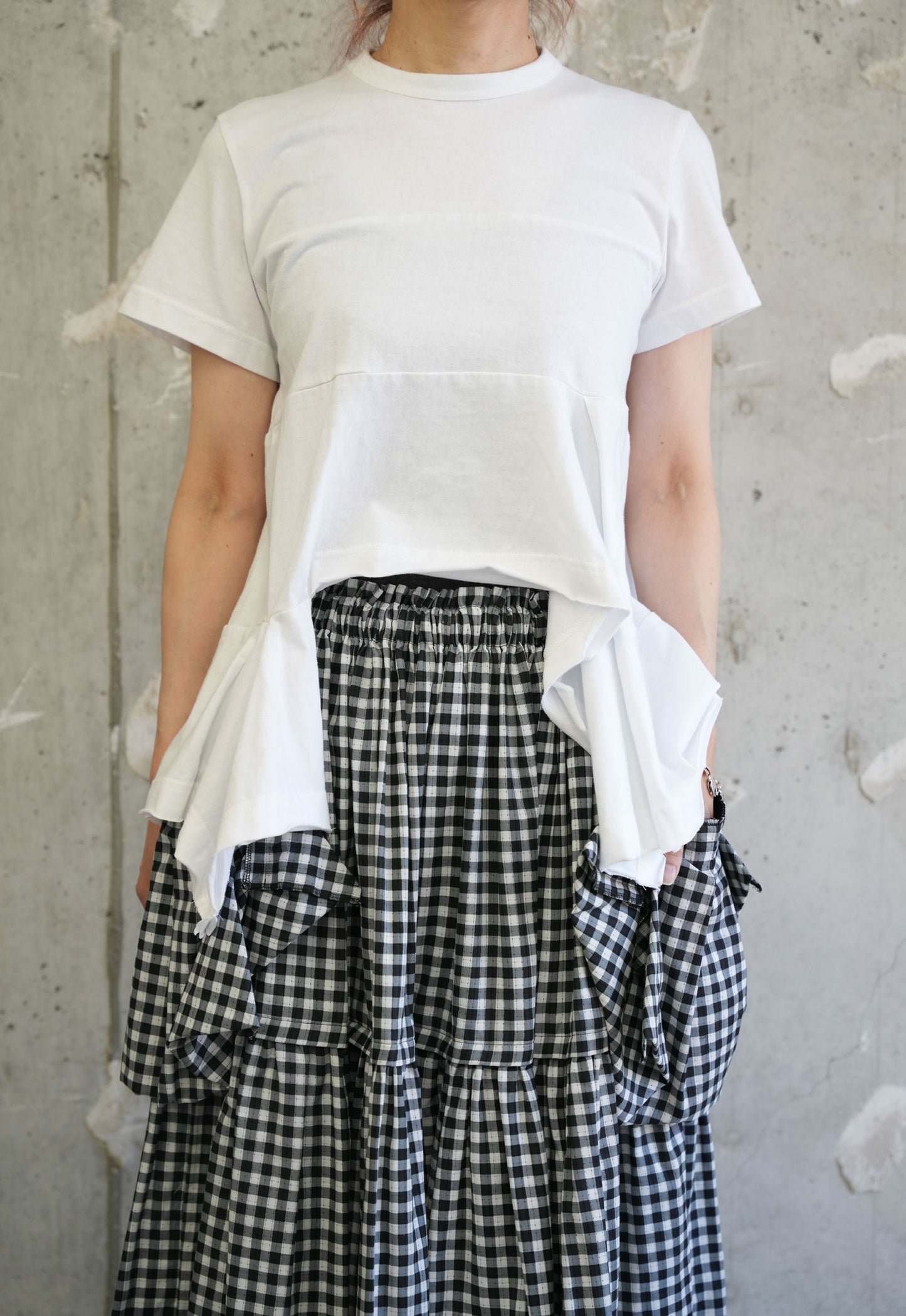 切替デザインカットソー-BLACK-