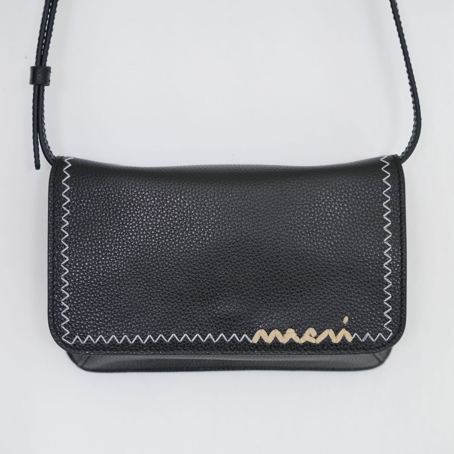 Marni Mending black leather shoulder bag