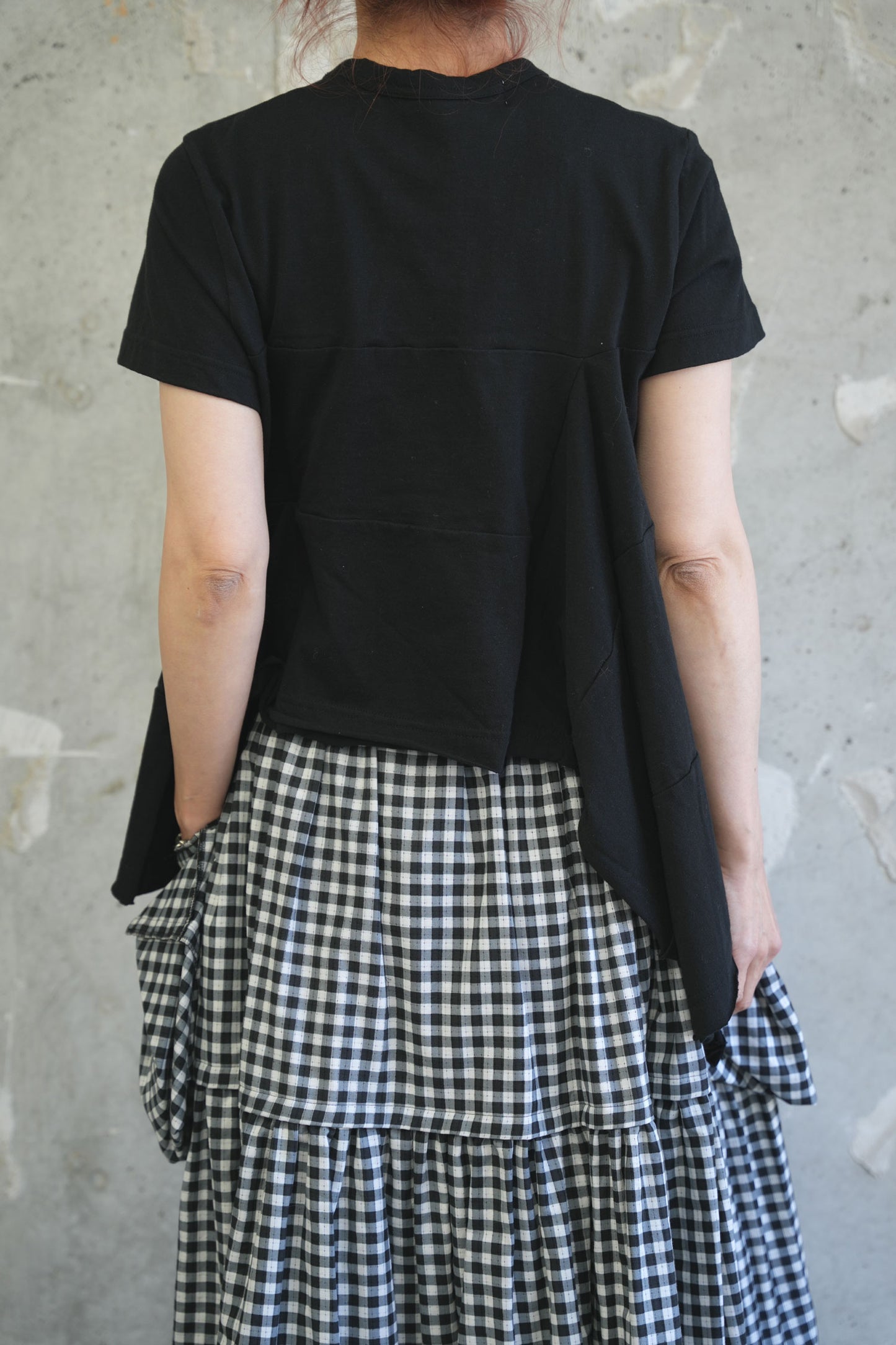 切替デザインカットソー-BLACK-