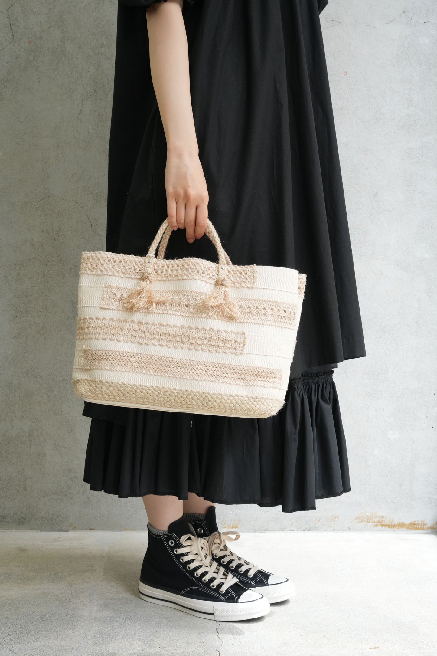 コットンテープ×ジュートテープトートBAG-BAIGE-