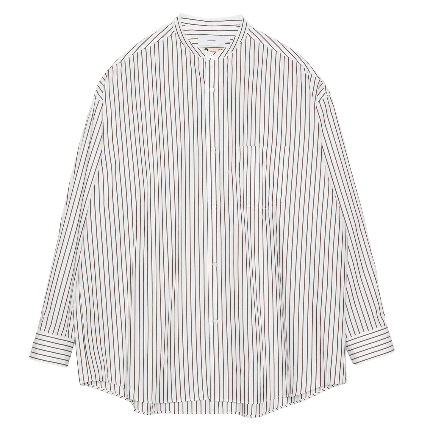 SIDOGRAS STRIPE L/S OVERSIZED BAND COLLAR SHIRT