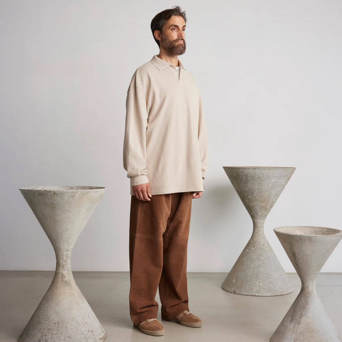 COTTON PIQUE JERSEY L/S SKIPPER POLO