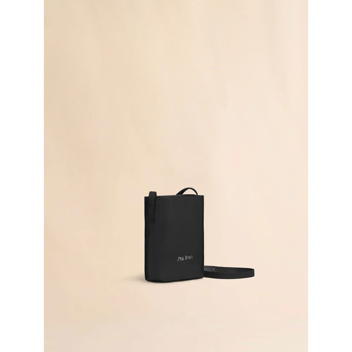 Black leather Museo nano bag with embroidered Marni symbol – OBLIGE