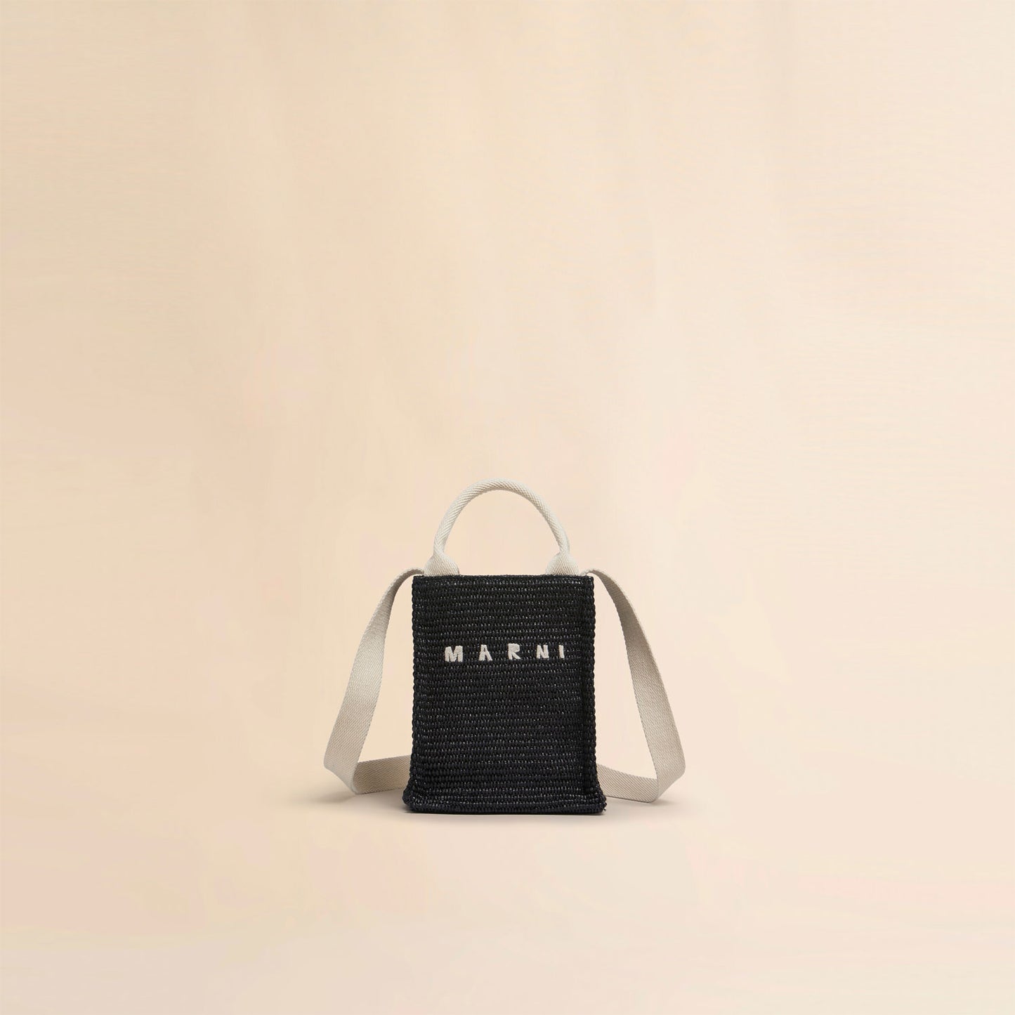 Black raffia effect mini tote bag