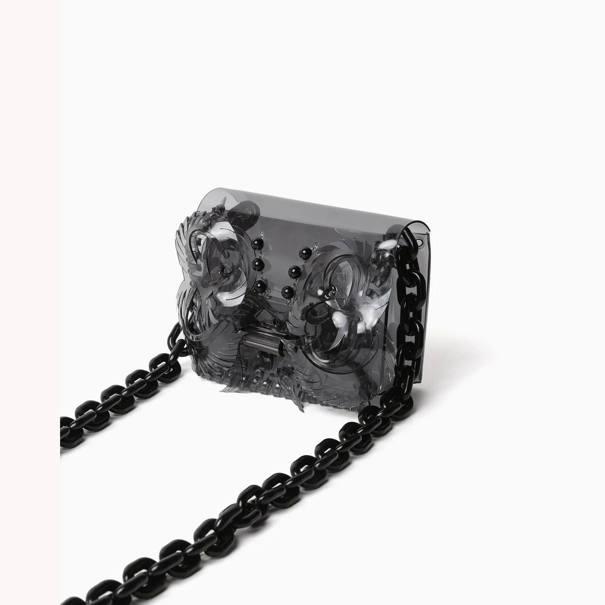 Transparent Sculptural Micro Chain Bag-BLACK- – OBLIGE