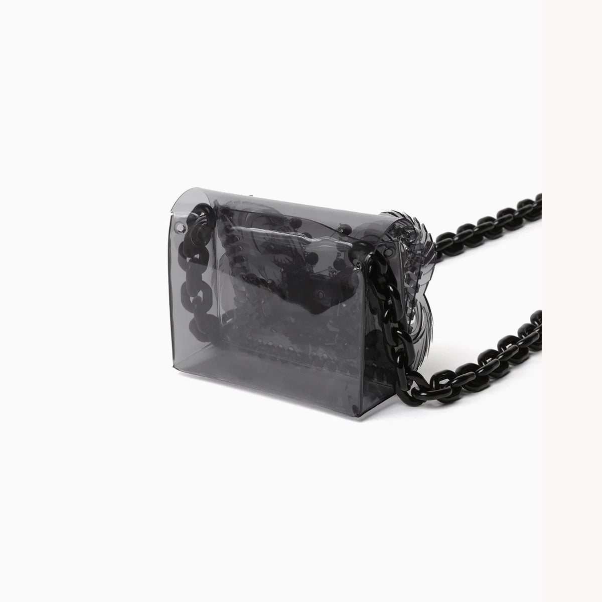Transparent Sculptural Micro Chain Bag-BLACK- – OBLIGE
