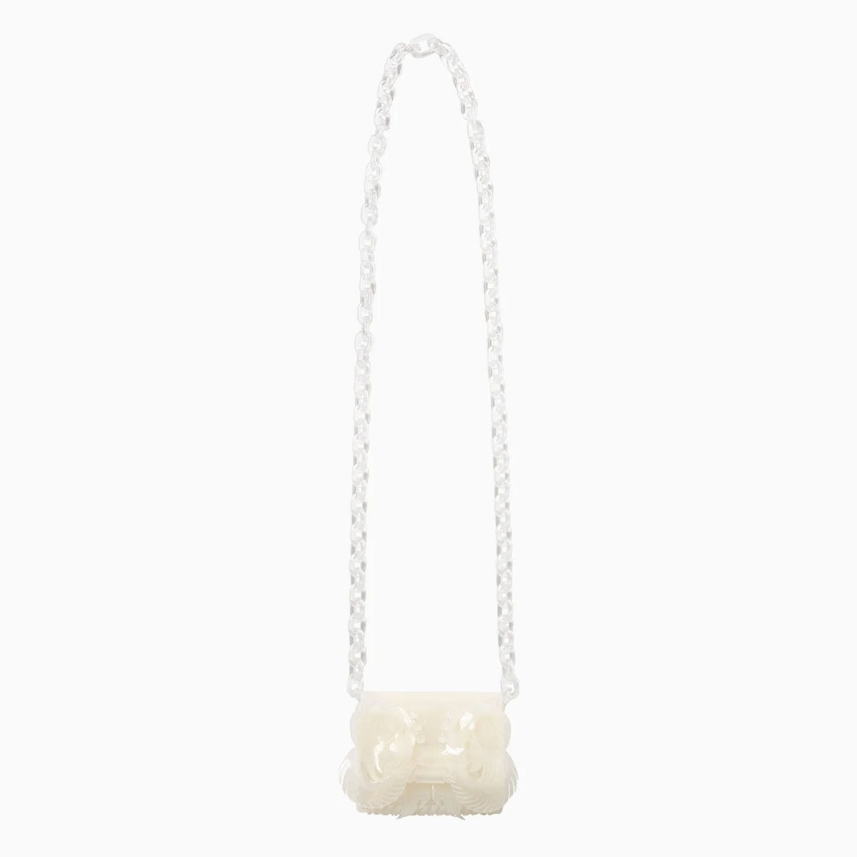 Transparent Sculptural Micro Chain Bag-WHITE- – OBLIGE