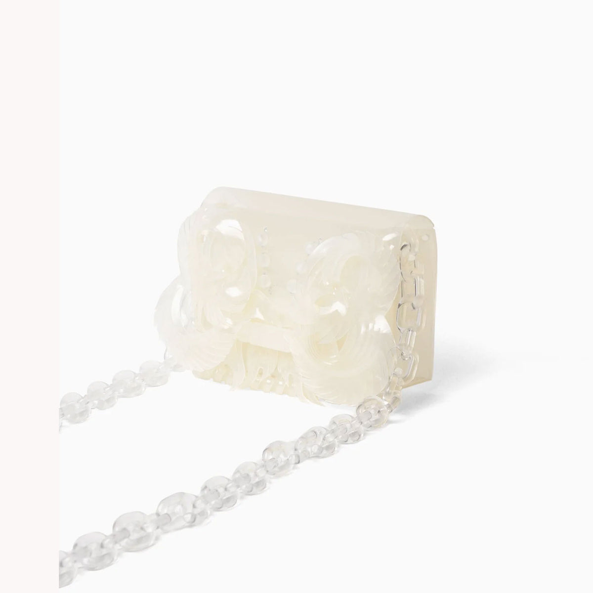 Transparent Sculptural Micro Chain Bag-WHITE- – OBLIGE