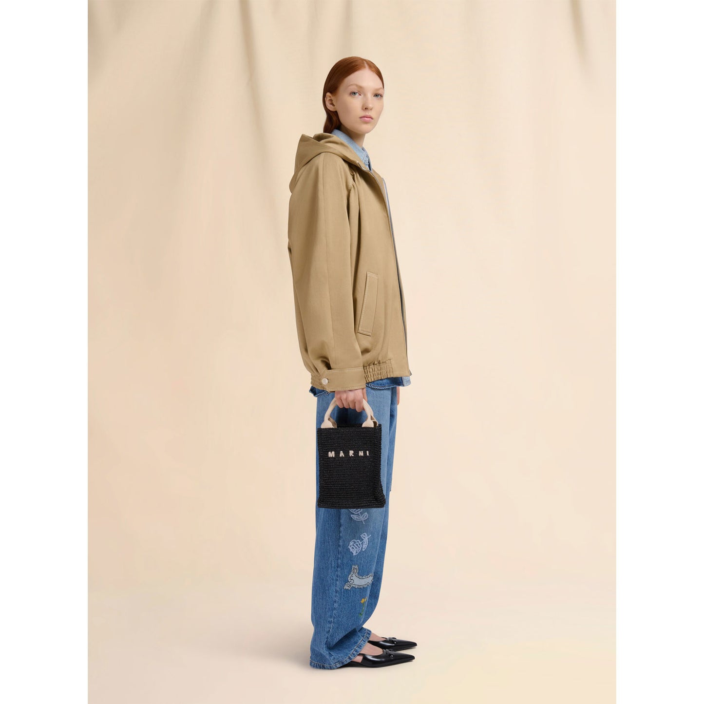 Black raffia effect mini tote bag