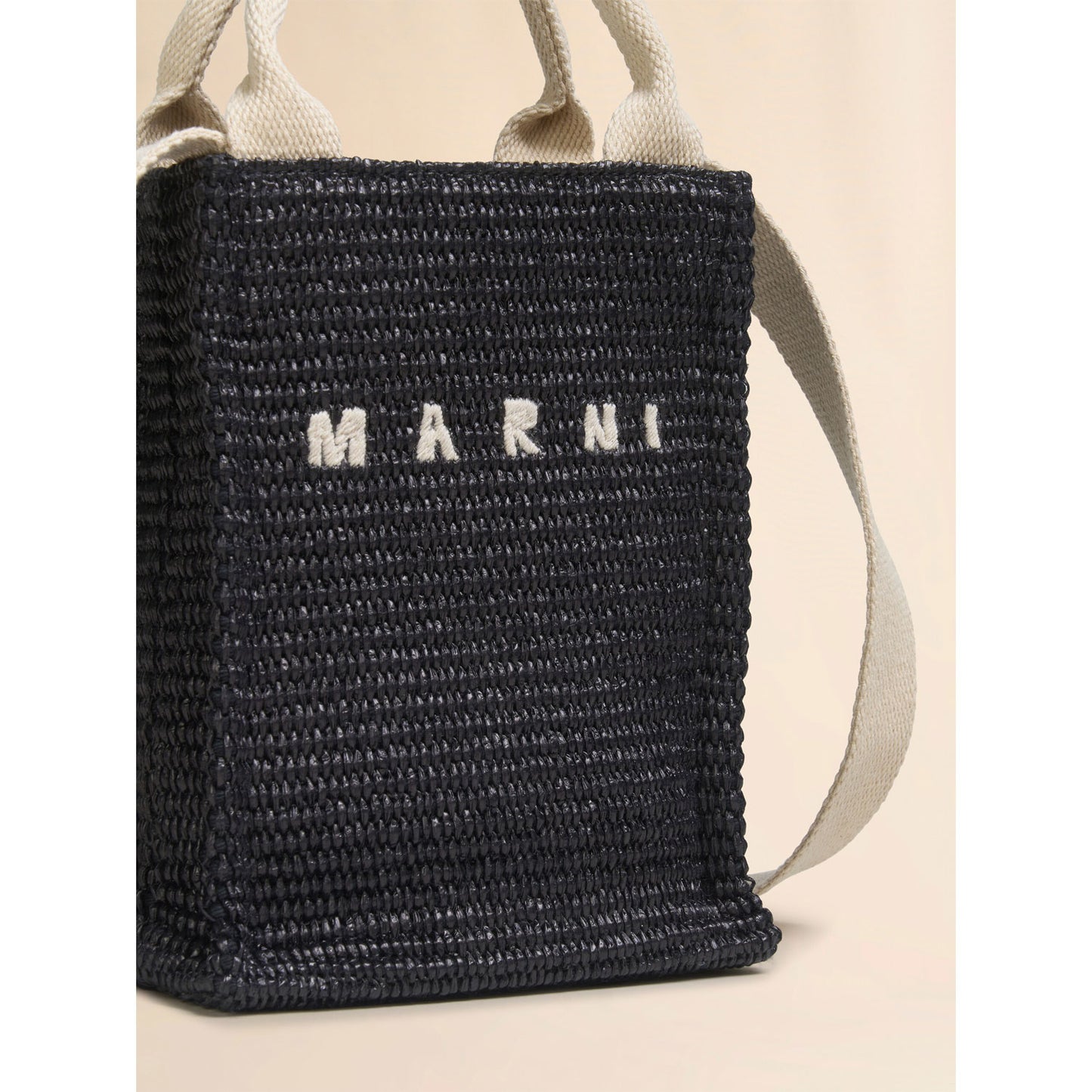 Black raffia effect mini tote bag