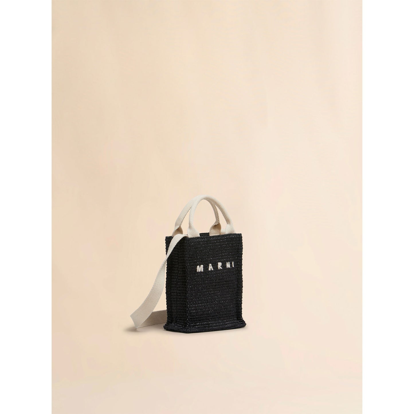 Black raffia effect mini tote bag