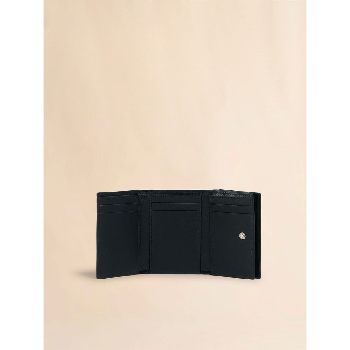 Black leather trifold wallet with Marni Mending embroidery