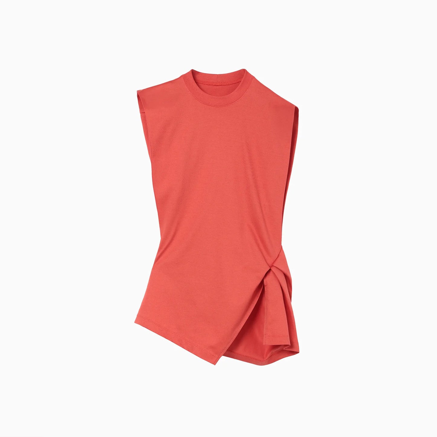 Cotton Jersey Asymmetric Sleeveless Top - grey