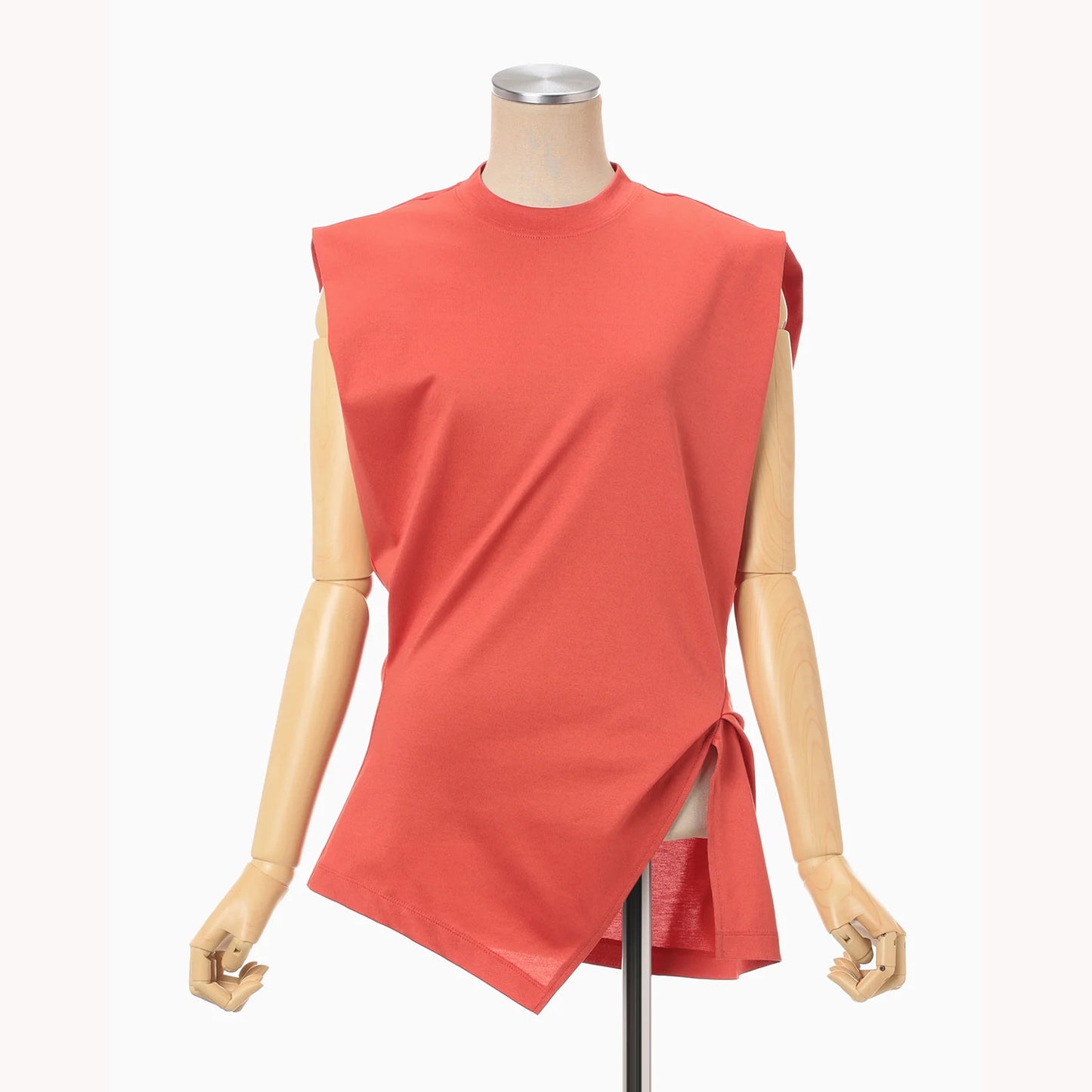 Cotton Jersey Asymmetric Sleeveless Top - grey