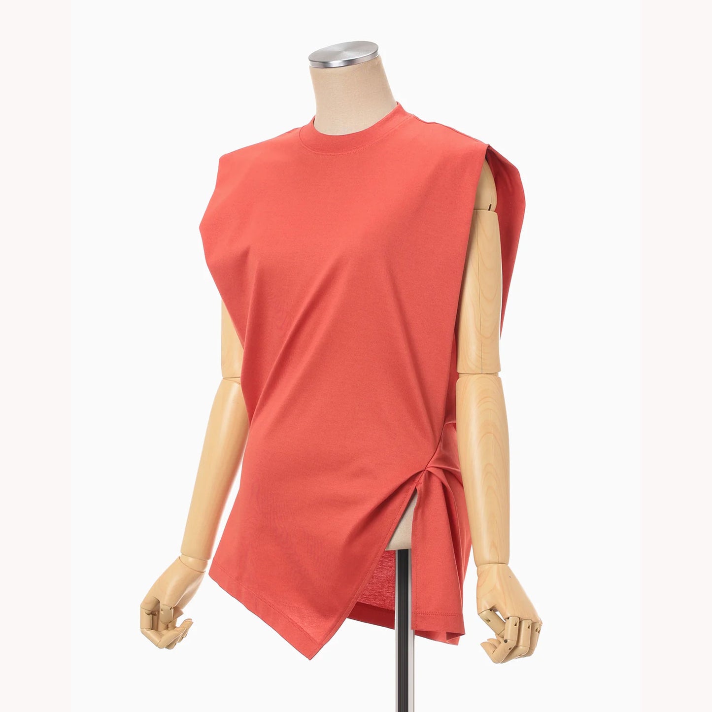 Cotton Jersey Asymmetric Sleeveless Top - grey