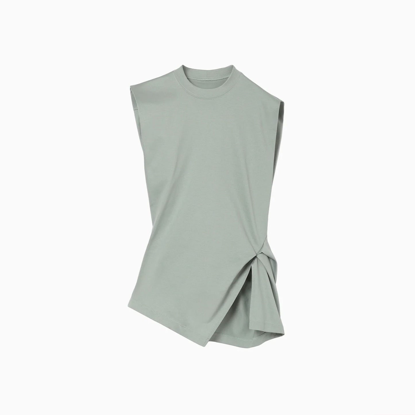 Cotton Jersey Asymmetric Sleeveless Top - grey