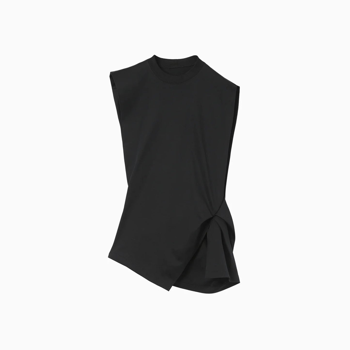 Cotton Jersey Asymmetric Sleeveless Top - grey