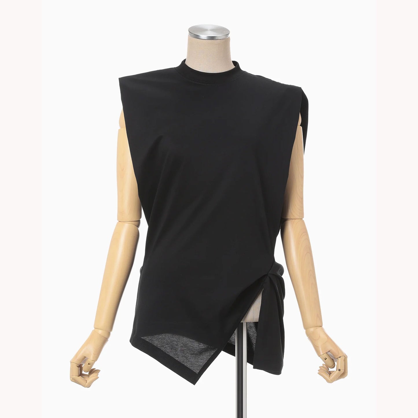 Cotton Jersey Asymmetric Sleeveless Top - grey