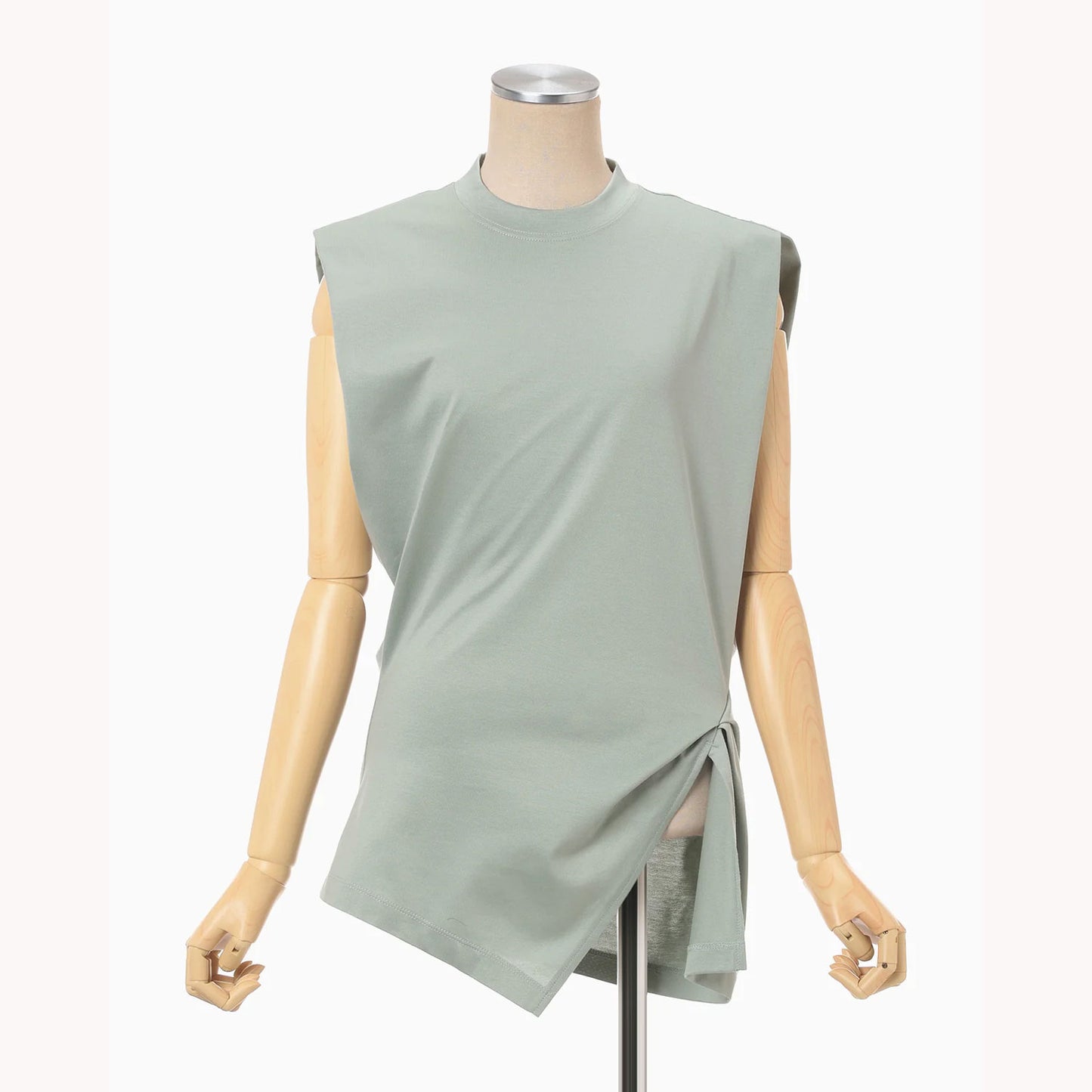 Cotton Jersey Asymmetric Sleeveless Top - grey