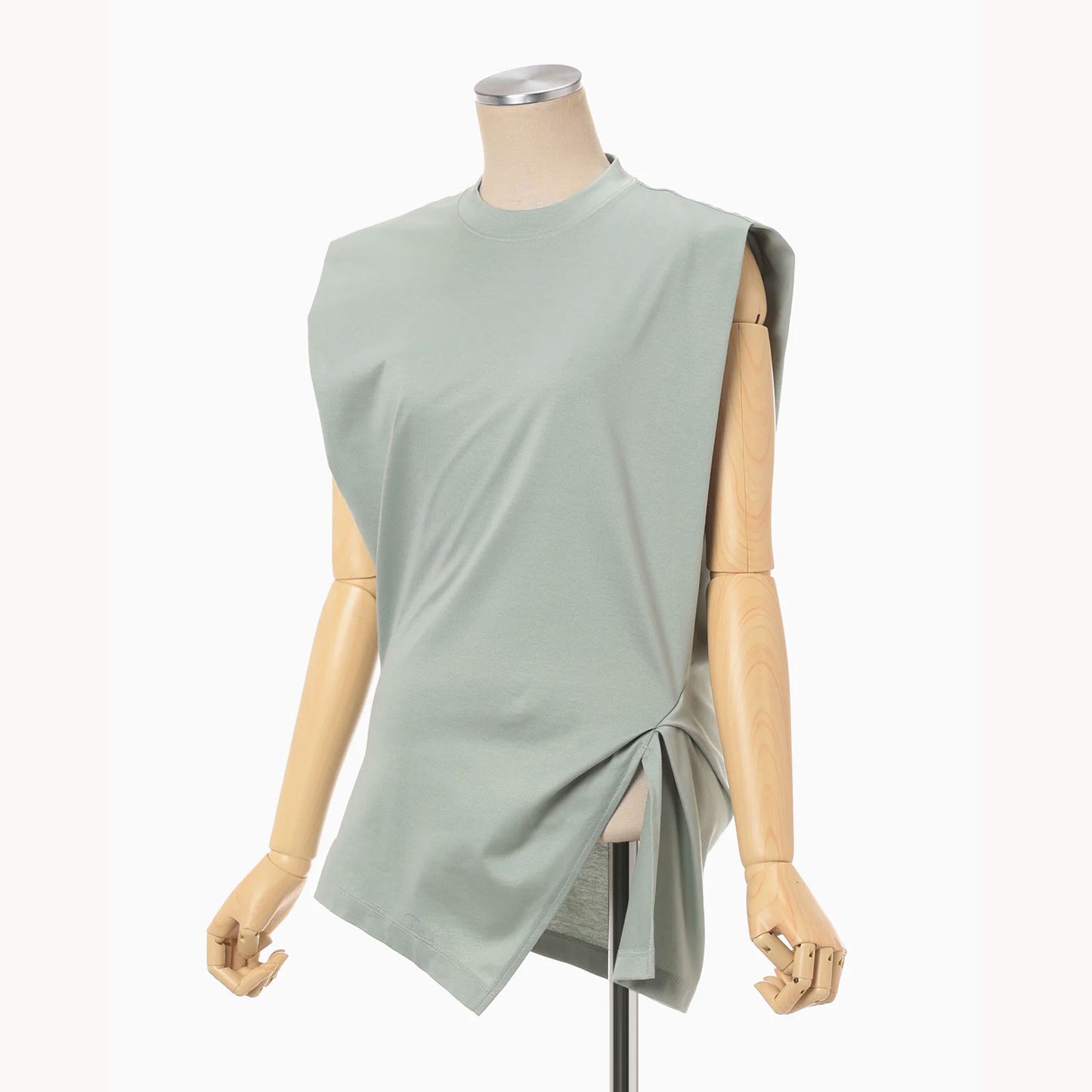 Cotton Jersey Asymmetric Sleeveless Top - grey