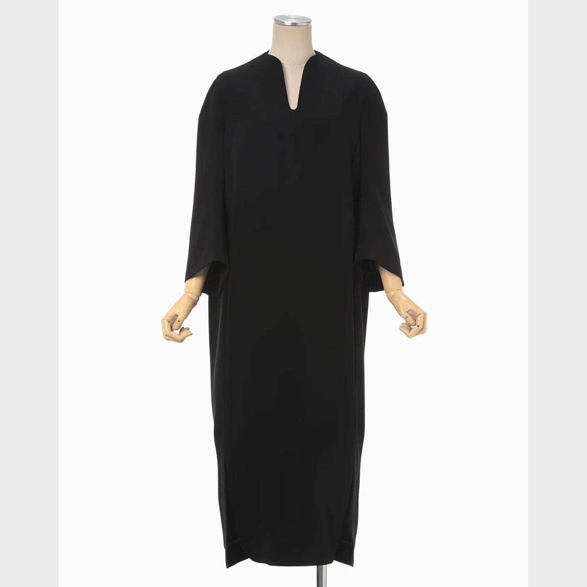 Acetate Polyester V-Neck Dress - black – OBLIGE