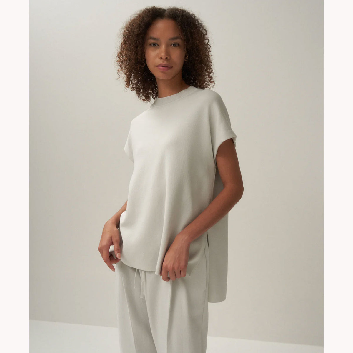 50/2 NATURAL DYED ORGANIC | MOCKNECK PULLOVER -LIGHT GRAY- – OBLIGE