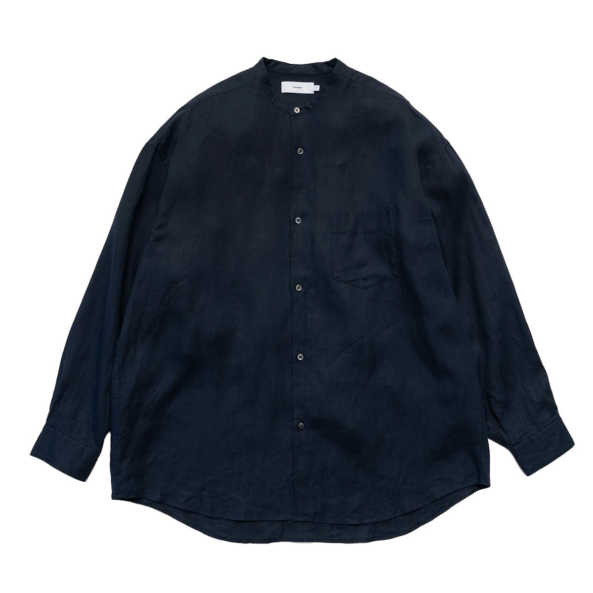 LINEN L/S OVERSIZED BAND COLLAR SHIRT – OBLIGE