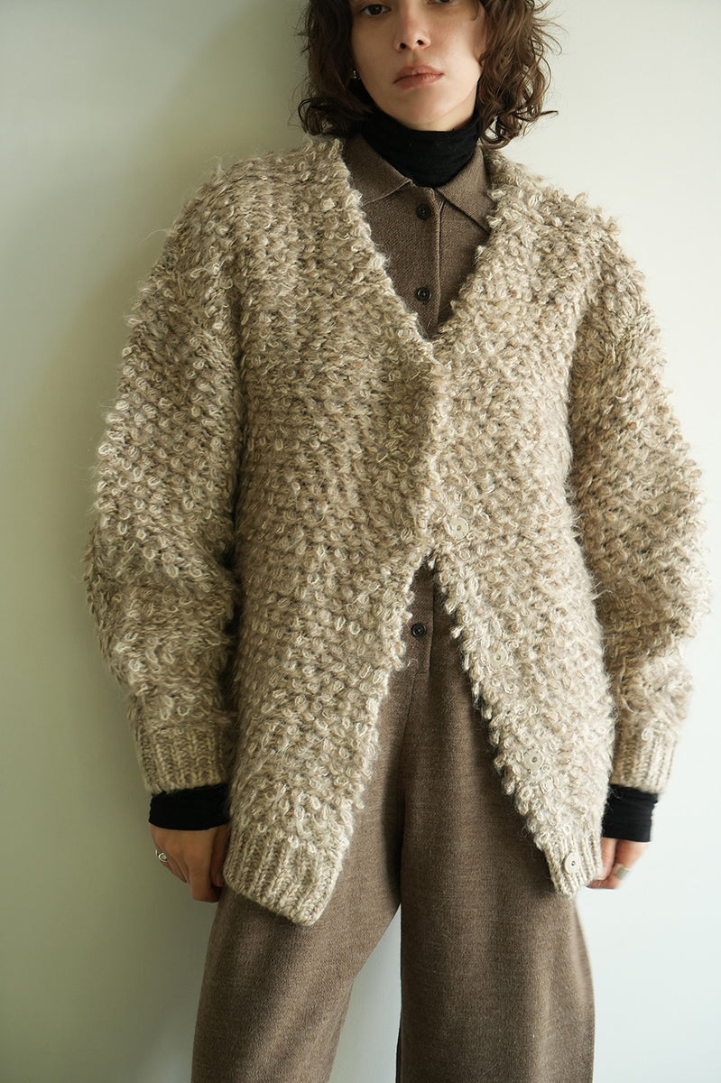 MIX LOOP MOHAIR KNIT CARDIGAN ブラック