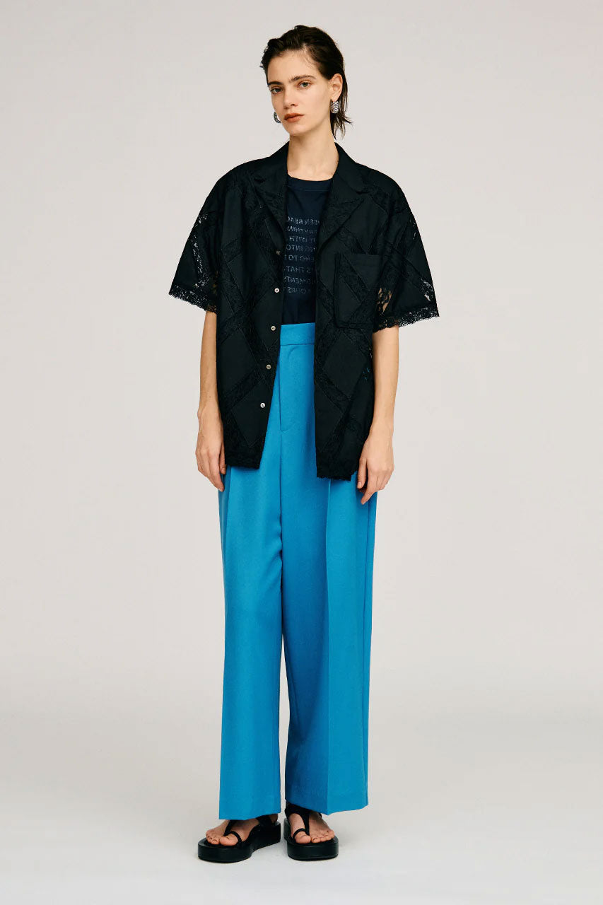 
                  
                    Cross-Lace Open-Neck Shirt
                  
                