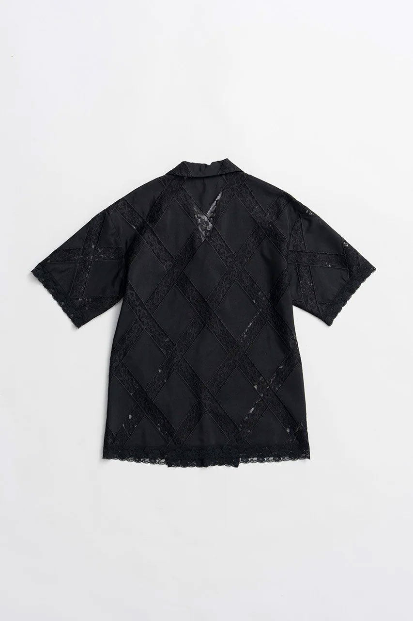 
                  
                    Cross-Lace Open-Neck Shirt
                  
                