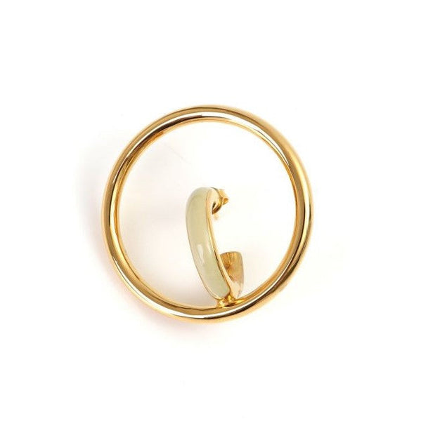 アクセサリー charlotte CHESNAIS BOUCLE D'OREILLE charlotte CHESNAIS】BOUCLE D'OREILLE SATURN BLOW -VERMEIL&BEIGE