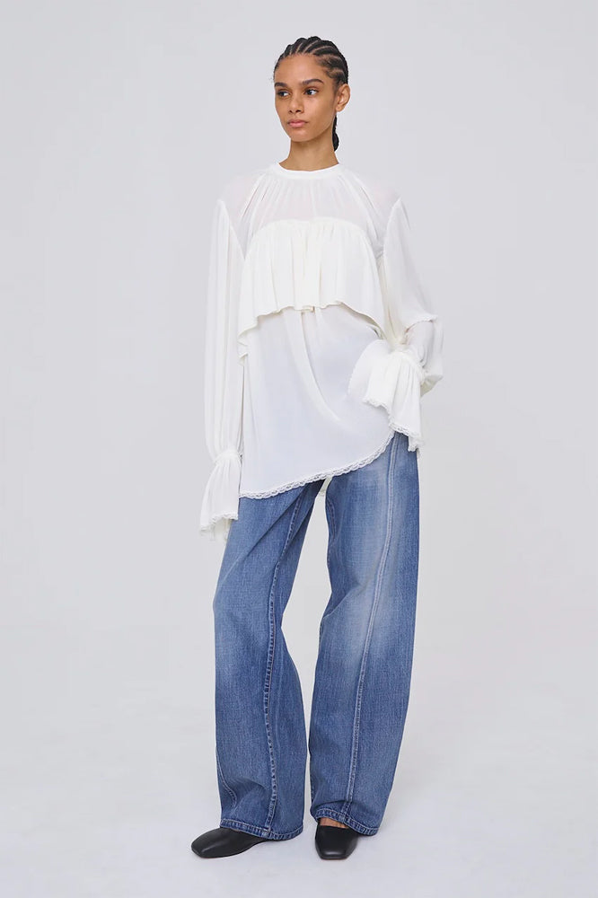 
                  
                    SHEER GEORGETTE PLEATED BLOUSE
                  
                