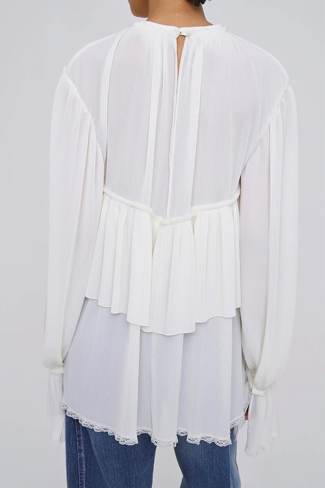 
                  
                    SHEER GEORGETTE PLEATED BLOUSE
                  
                