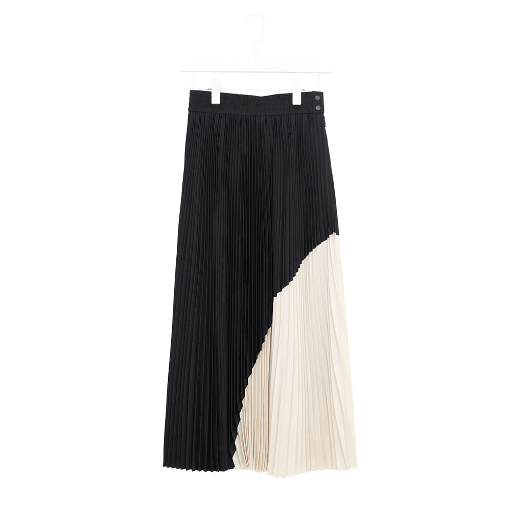 TAFFETA PLEATED PANELED SKIRT