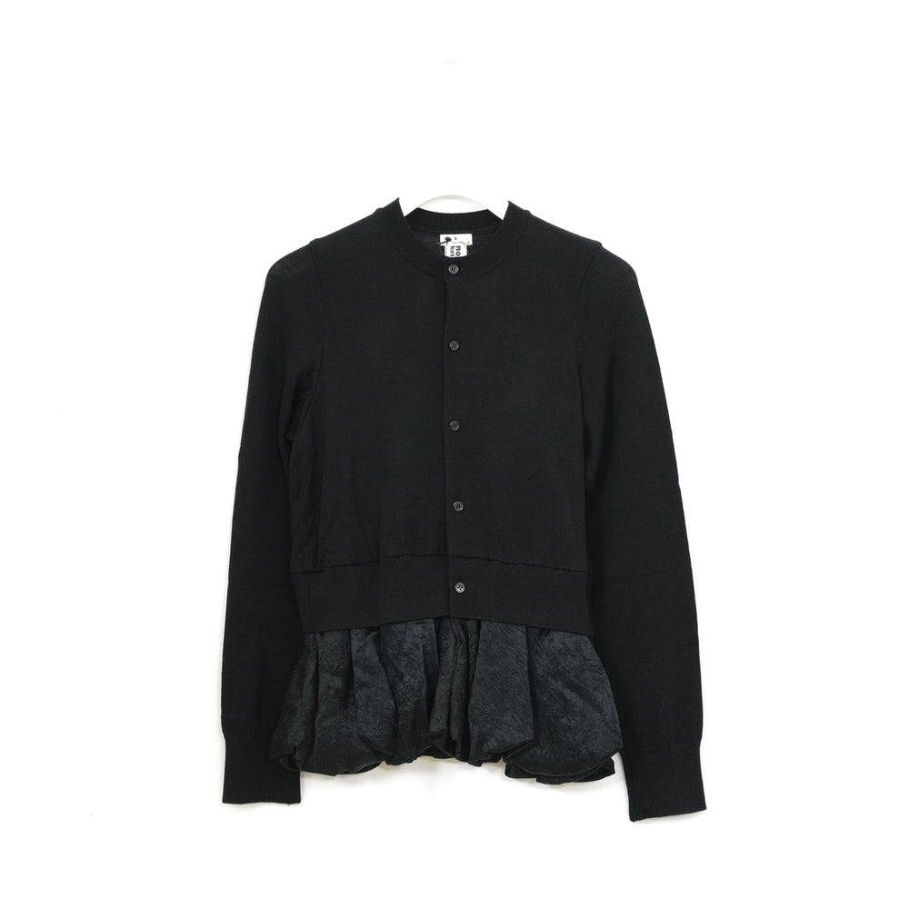 サテンペプラムニットカーデ -BLACK-
