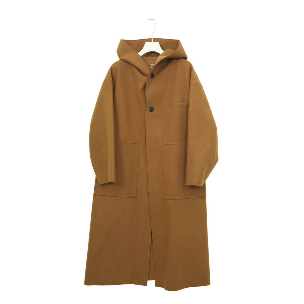 MELTON HOODED WORK COAT-COYOTE BROWN-
