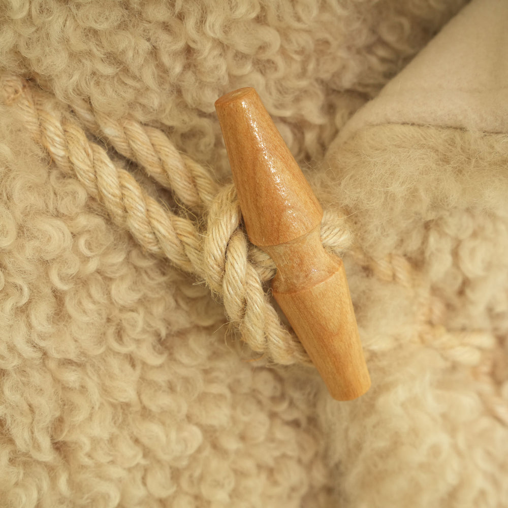 
                  
                    DOUBLE FACE FAUX SHEARLING DUFFLE JACKET-CREAM-
                  
                