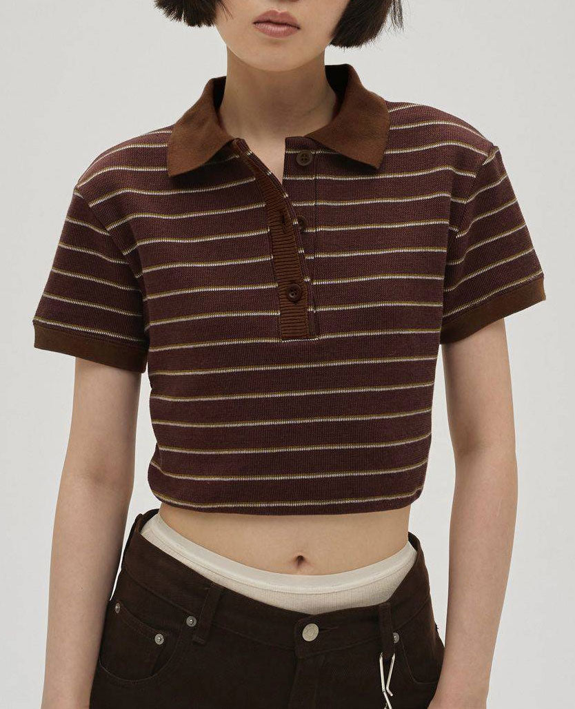 
                  
                    Border Polo Tops -CHOCOLATE-
                  
                