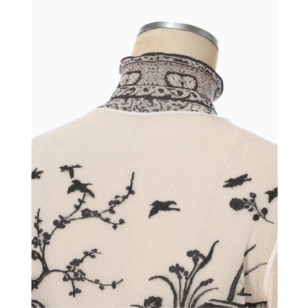 Nature Pattern Sheer Knitted High Neck Top - black – OBLIGE