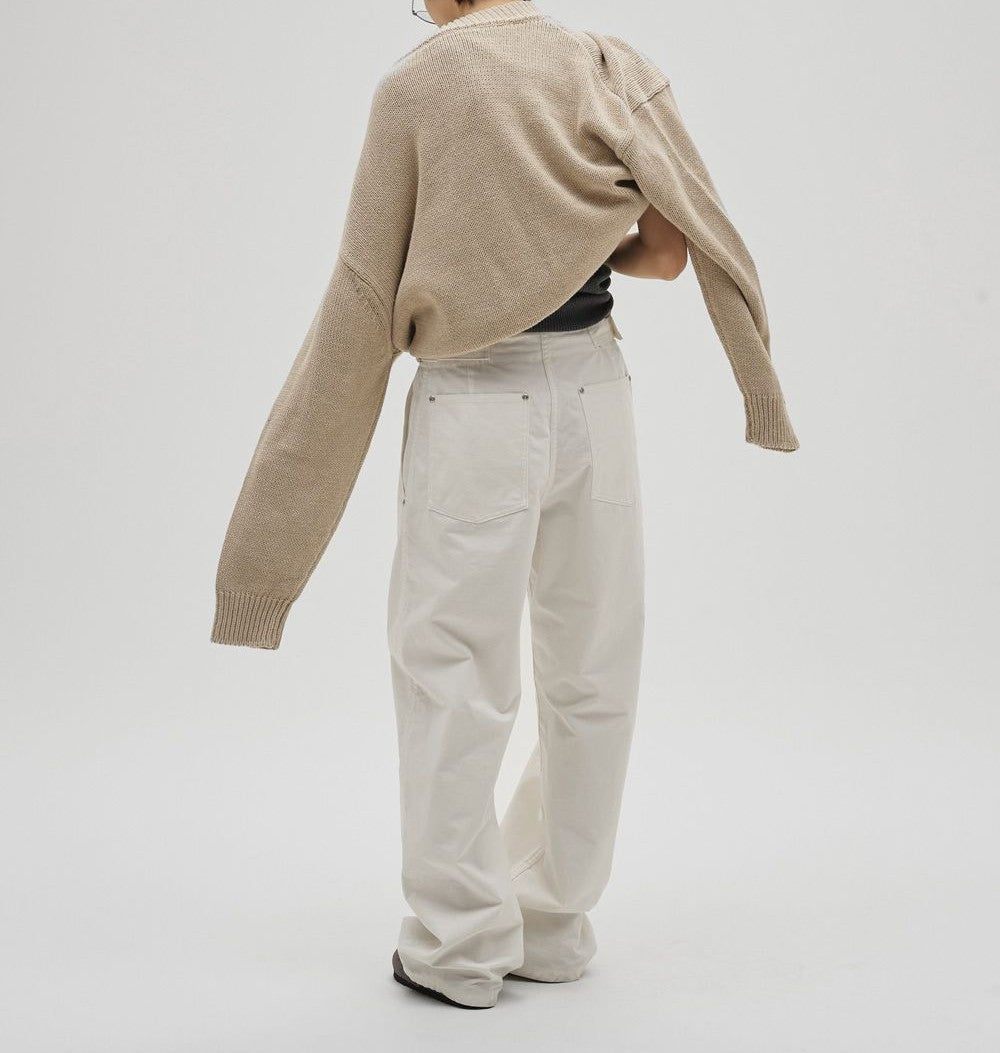 
                  
                    Boyfriend Cotton Pants-WHITE-
                  
                