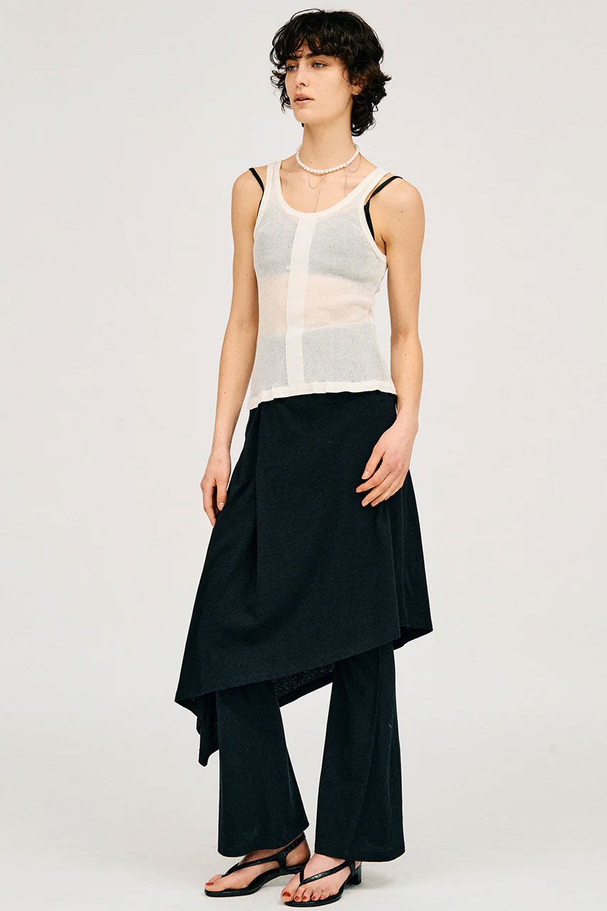
                  
                    Sheer Rib Frill Hem Knit Tank -BLACK-
                  
                