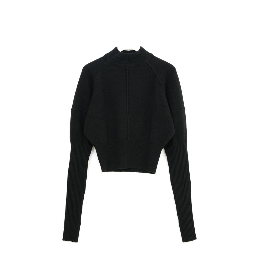 RIB SLEEVE SWEATER -BLACK-
