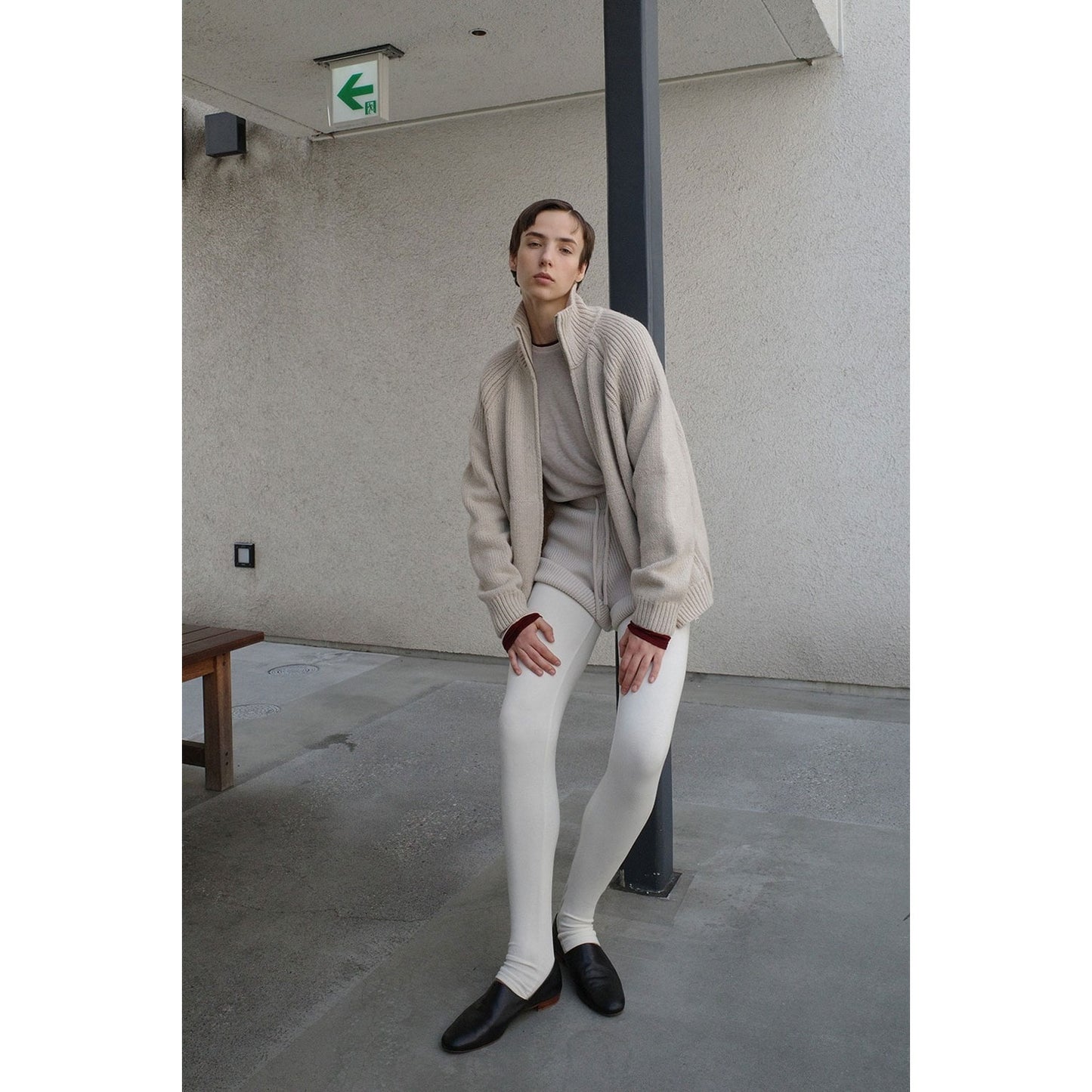 
                  
                    POCKET ZIP KNIT TOPS-GRAY-
                  
                