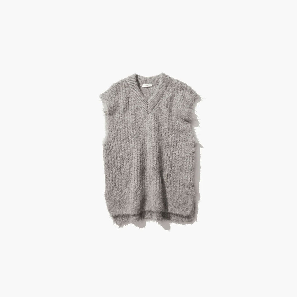 ALPACA FUR V-NECK VEST